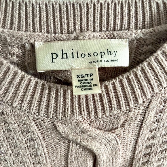 Philosophy Crew Neck Cable-Knit Pullover - Picture 2 of 4